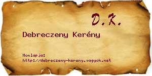 Debreczeny Kerény névjegykártya